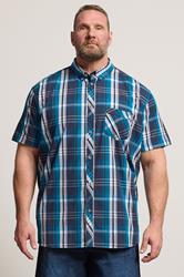 KAM Big & Tall Navy Blue Check Short Sleeve Shirt 3