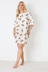 YOURS Plus Size Ivory White Teddy Print Sleep Tee Nightdress | Yours Clothing 2