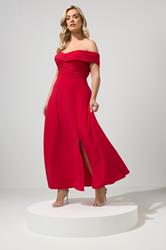 YOURS LONDON Plus Size Red Bardot Maxi Dress | Yours Clothing 3