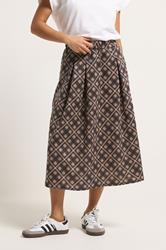 PixieGirl Petite Women's Brown Check Midi Skirt | PixieGirl 1