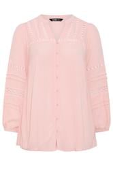 YOURS Curve Pink Crochet Notch Neck Top