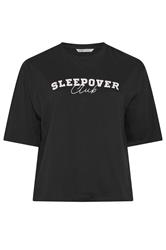 YOURS Plus Size Black 'Sleepover Club' Sleep Top | Yours Clothing 8