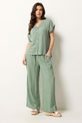 M&Co Set Sage Green Dobby Striped Top & Trousers | M&Co 3