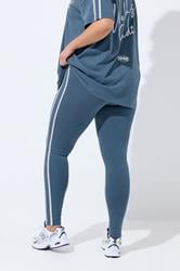 YOURS ACTIVE Plus Size Brown Side Stripe Leggings | Yours Clothing 2