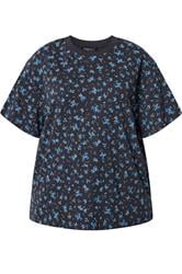YOURS Curve Navy Blue Ditsy Floral Boxy T-Shirt
