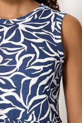 M&Co Navy Blue Abstract Print Cotton Tiered Maxi Dress | M&Co 5