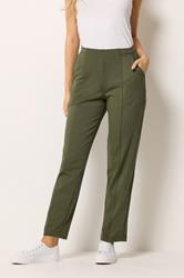 M&Co Khaki Green Ponte Seam Detail Trousers | M&Co 3