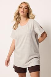YOURS Plus Size Natural Brown Stripe Swing T-Shirt | Yours Clothing 3