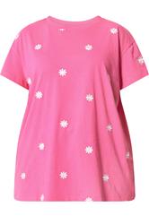 YOURS Plus Size Pink Embroidered Daisy Short Sleeve T-Shirt | Yours Clothing 6