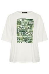 YOURS camiseta de corte cuadrado color crema con estampado abstracto «Rio»