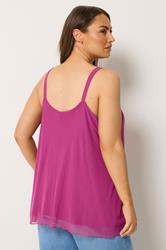YOURS Plus Size Pink Mesh Vest Top | Yours Clothing 2