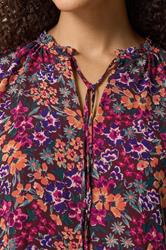 M&Co Berry Red Ditsy Floral Tie Neck Blouse | M&Co 5