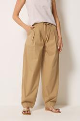 LTS Tall Women's Stone Brown Cotton Barrel Leg Trousers | Long Tall Sally 1