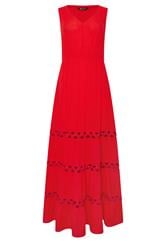 M&Co Red Sleeveless Tiered Maxi Dress