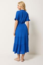 M&Co Cobalt Blue Tiered Tie Waist Midi Dress | M&Co 2