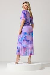 YOURS LONDON Plus Size Purple Abstract Wrap Ruffle Hem Dress | Yours Clothing 2