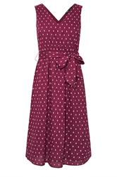 M&Co Petite bessenpaarse midi-jurk van dobby-stof met strikceintuur