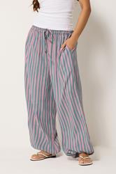 PixieGirl Petite Women's Pink Stripe Balloon Trousers | PixieGirl 1