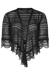 YOURS – Cardigan in Schwarz mit Wasserfall-Optik