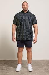 D555 Big & Tall Navy Blue Jacquard Polo Shirt | BadRhino 1