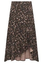 YOURS falda con volantes con estampado de leopardo marrón chocolate