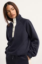 PixieGirl Petite Women's Navy Blue Funnel Neck Sweatshirt | PixieGirl 3