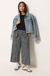 PixieGirl Petite Women's Black Leaf Print Cropped Trousers | PixieGirl 3
