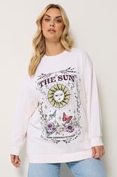 YOURS Plus Size Ivory White Floral Sun Graphic Sweatshirt | Yours Clothing 3