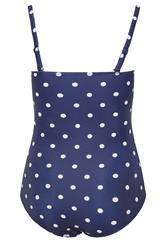 YOURS Plus Size Navy Blue Polka Dot Shirred Swimsuit | Yours Clothing 8