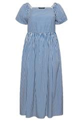 LIMITED COLLECTION Plus Size Blue Stripe Puff Sleeve Dress | Yours Clothing 5