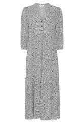 M&Co vestido largo escalonado blanco con florecillas