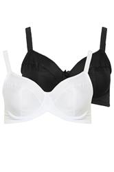 YOURSET 2 PACK Plus Size Black & White Underwired Bras | Yours Clothing 5