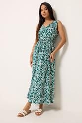 M&Co Petite Green Leaf Print Cotton Maxi Dress | M&Co 2