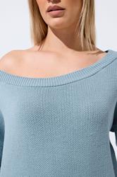 LIMITED COLLECTION Plus Size Blue Knitted Off Shoulder Jumper | Yours Clothing 4