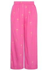 YOURS Curve Pink Foil Palm Tree Beach Trousers