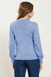 M&Co Blue Pointelle Sleeve Jumper | M&Co 2