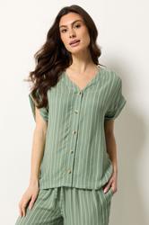 M&Co Set Sage Green Dobby Striped Top & Trousers | M&Co 2