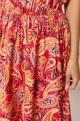 PixieGirl Petite Orange Paisley Midi Dress | PixieGirl 4
