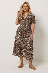 YOURS Plus Size Brown Leopard Half Placket Dress | Yours Clothing 1