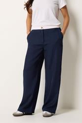 PixieGirl Petite Blue Button Detail Wide Leg Trousers | PixieGirl  2