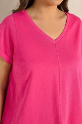 EVANS Plus Size Hot Pink Cotton T-Shirt | Evans 4