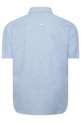 D555 Big & Tall Light Blue Linen Mix Pocket Shirt | BadRhino 4