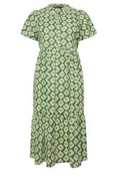 YOURS Curve Green Abstract Half Placket Dress