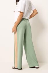 PixieGirl Petite Women's Sage Green Side Stripe Scuba Wide Leg Trousers | PixieGirl 2