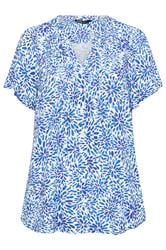 YOURS Curve Blue Floral Pintuck Blouse