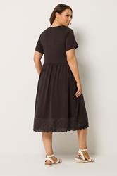 YOURS Plus Size Chocolate Brown Broderie Anglaise Trim Dress | Yours Clothing 2