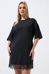 LIMITED COLLECTION Plus Size Black Lace Trim Mini Dress | Yours Clothing 3