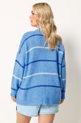 YOURS Plus Size Blue Stripe Cardigan | Yours Clothing 2