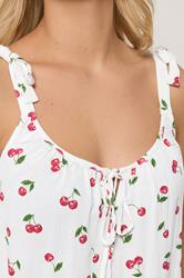 YOURS Plus Size White Cherry Print Vest Top | Yours Clothing 4
