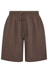 YOURS Plus Size Chocolate Brown Textured Shorts | Yours Clothing 5